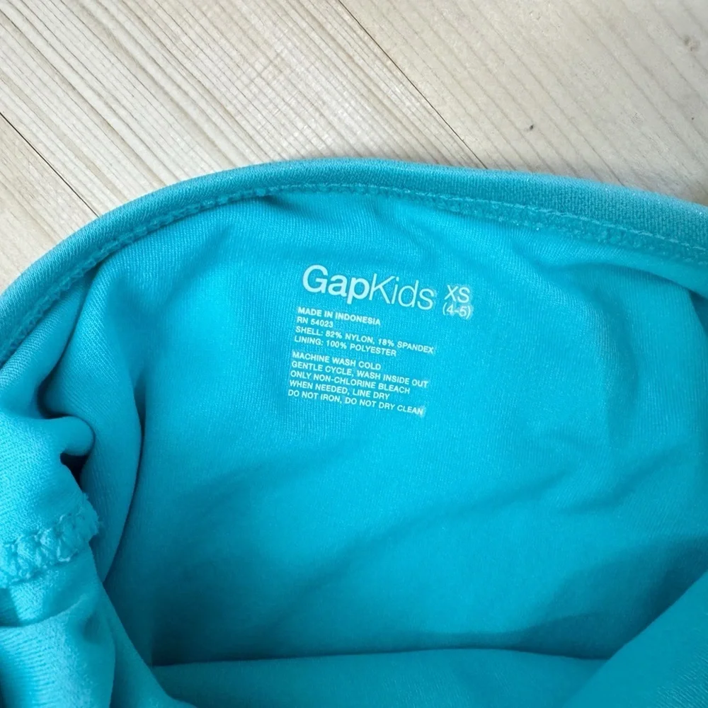 GAP Kids Aqua Blue One Piece Swimsuit Ruffle Detail Girls XS Beach Swimwear